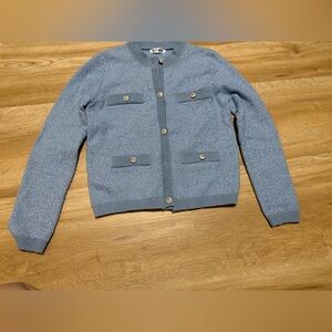 Light Blue Women’s Textured Button Cardigan